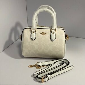 Coach Cream Mini Bag with Gold Accents